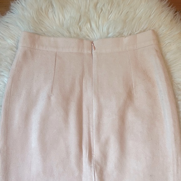Misguided Pale Blush Pink Suede Midi Pencil Slit Back Skirt Career EUC - Picture 6 of 7